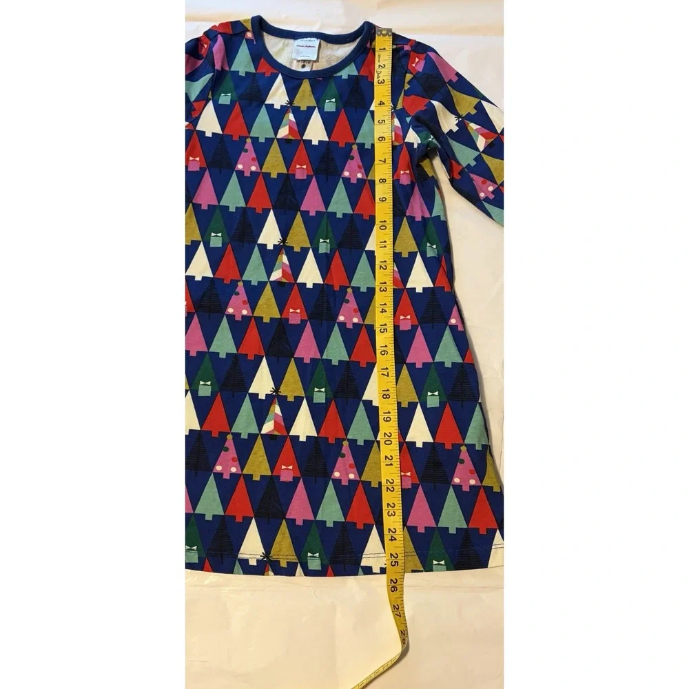 Hanna Andersson Girls 6 7 Christmas Tree Dress Bright Holiday Long Sleeve Cotton